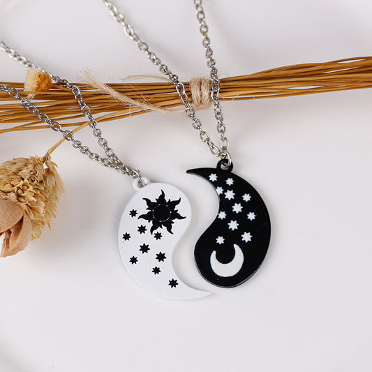 tai chi pendant sun moon couple necklace meaningful romantic jewelry