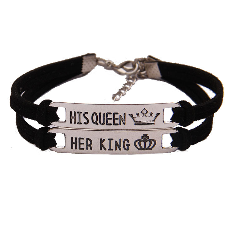 adjustable king and queen couple bracelet romantic gift for partners
