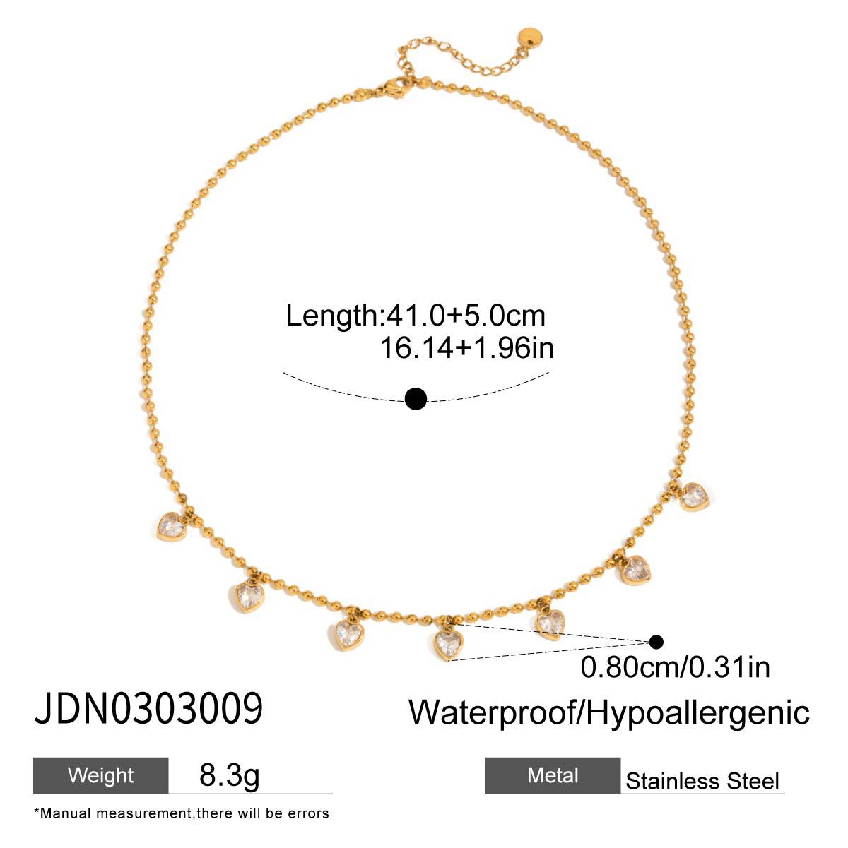 Stainless Steel Egg-Shaped Zircon Heart Necklace For Women