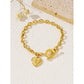 26-letter Gold Heart-clasp Titanium Bracelet