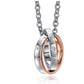 Double circle pendant men and women couple jewelry with titanium steel in black and rose gold colors.