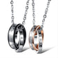 Double circle pendant men and women couple jewelry with titanium steel rings in black and silver colors