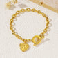 26-letter Gold Heart-clasp Titanium Bracelet