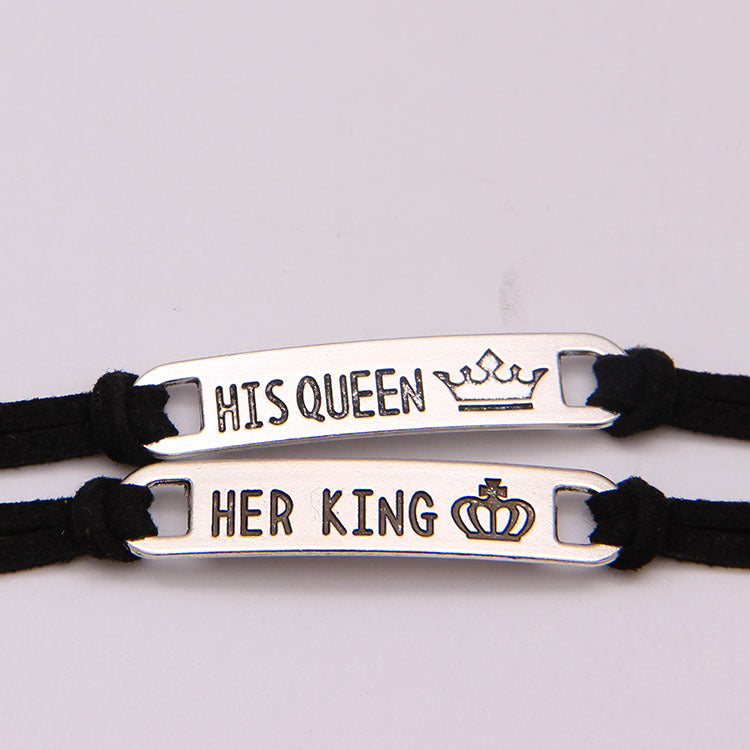 adjustable king and queen couple bracelet romantic gift for partners