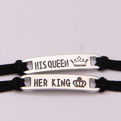adjustable king and queen couple bracelet romantic gift for partners