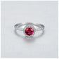 925 Silver Single-Row Diamond Ruby Ring For Women