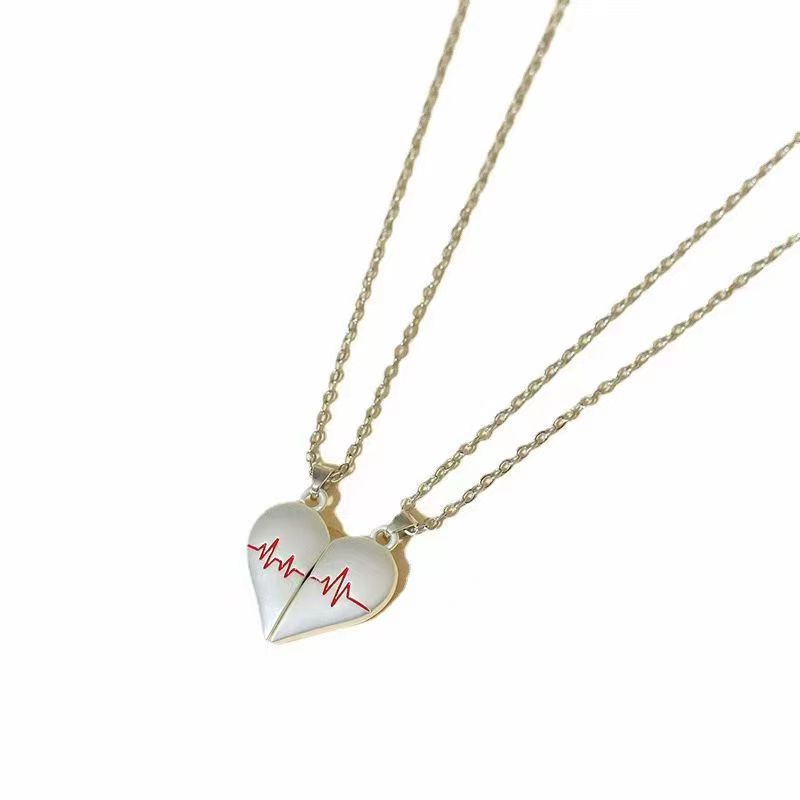 magnetic heart couple necklace