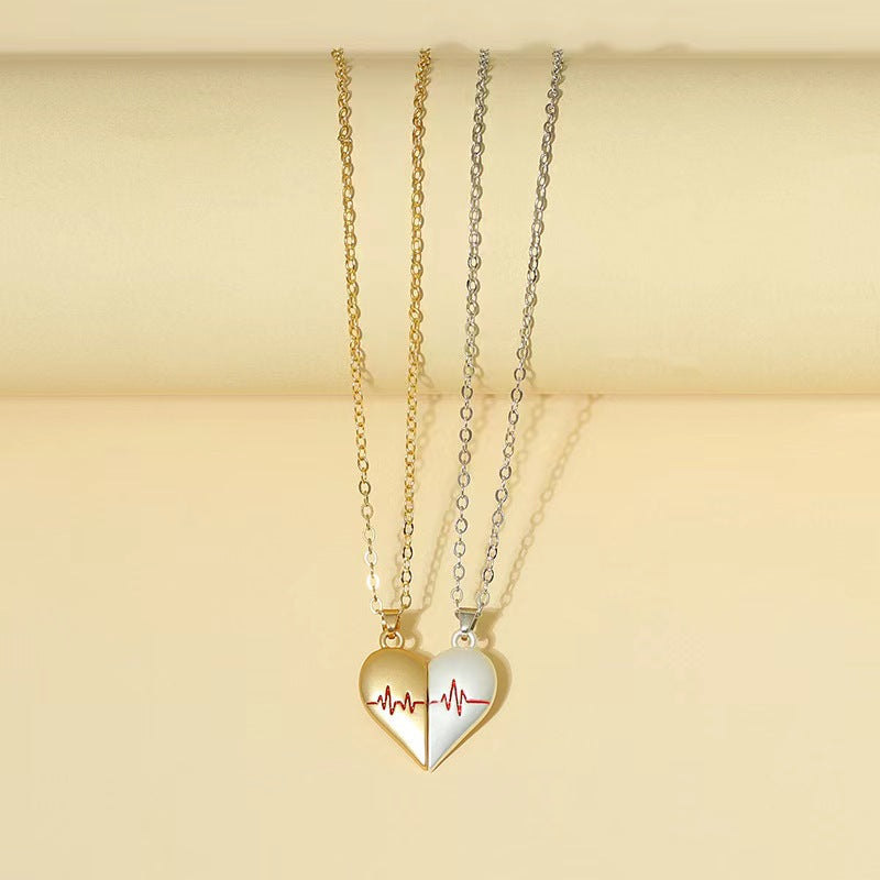 magnetic heart couple necklace