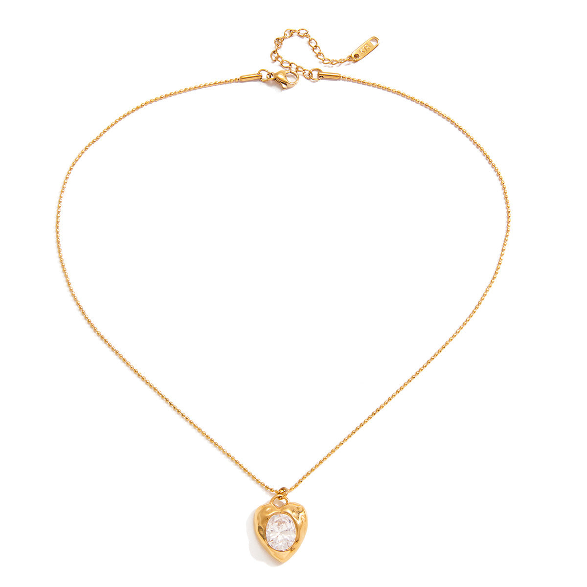 Stainless Steel Egg-Shaped Zircon Heart Necklace For Women