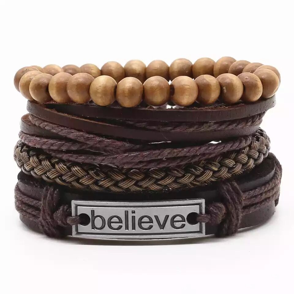 Multi-layer Bracelet Set Vintage-style Jewelry For Men