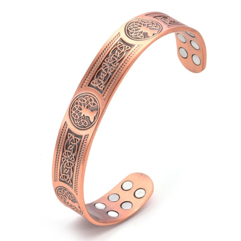 Magnetic Life Tree Purplish Red Copper Bracelet