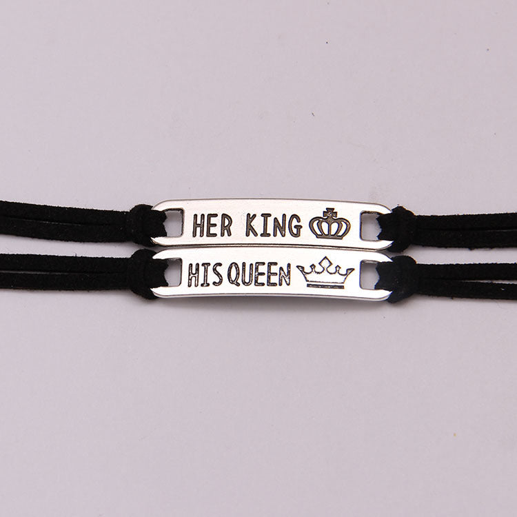 adjustable king and queen couple bracelet romantic gift for partners