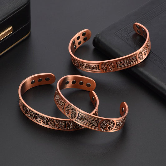 Magnetic Life Tree Purplish Red Copper Bracelet