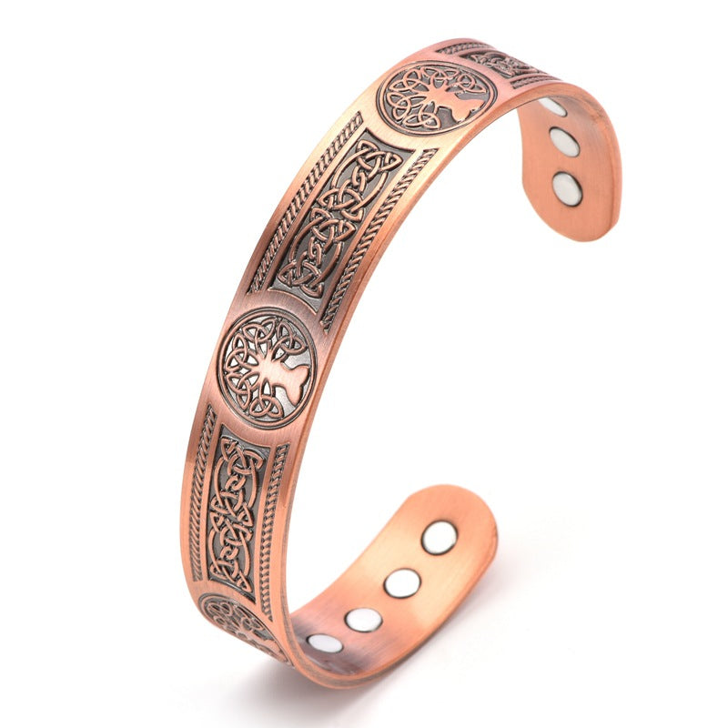Magnetic Life Tree Purplish Red Copper Bracelet