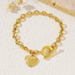 26-letter Gold Heart-clasp Titanium Bracelet