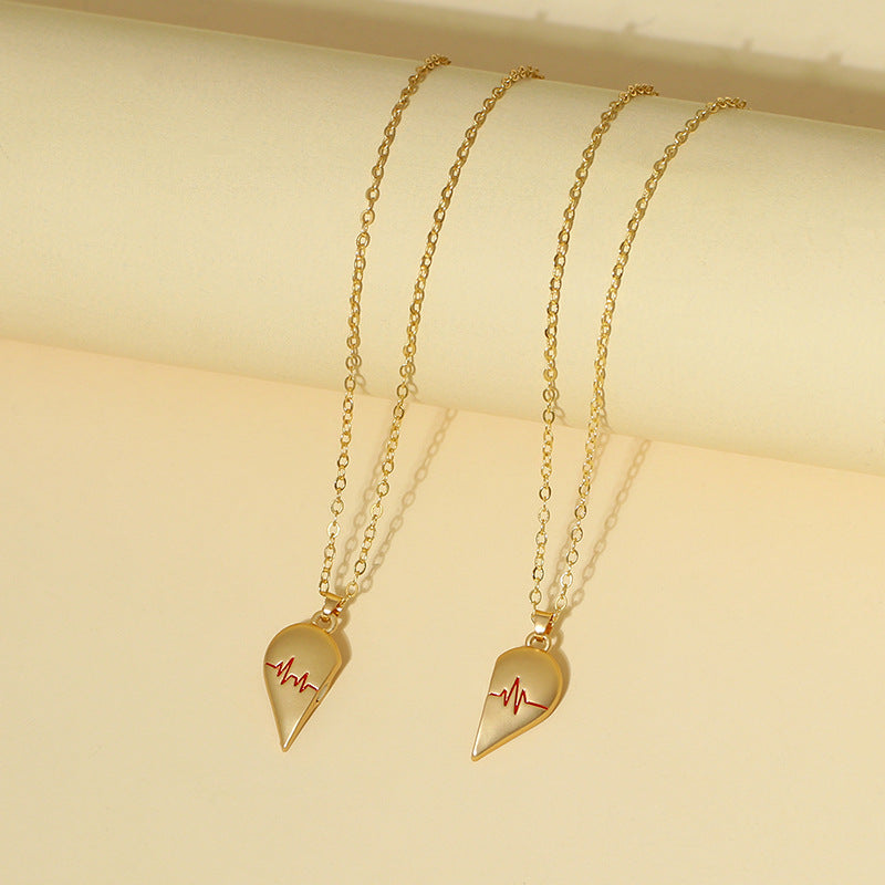magnetic heart couple necklace