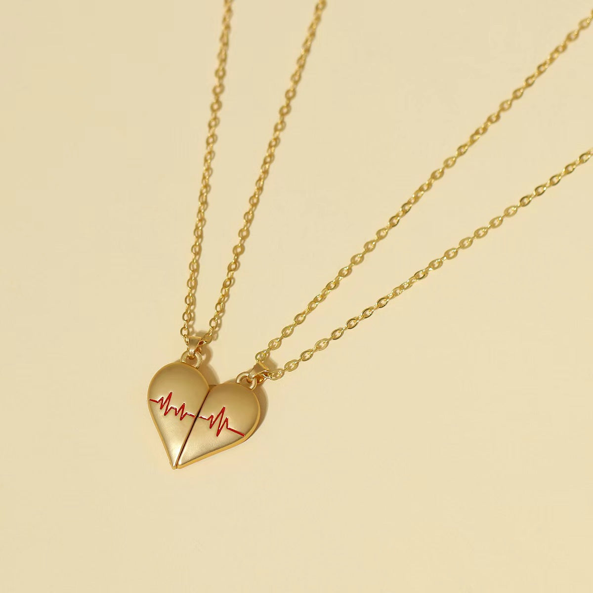 magnetic heart couple necklace