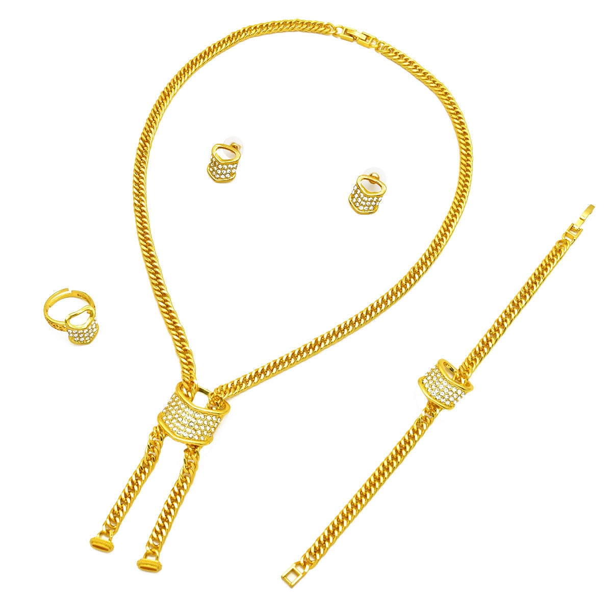 Best-selling Dubai Bride 24k Gold-plated Necklace Bracelet
