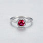 925 Silver Single-Row Diamond Ruby Ring For Women