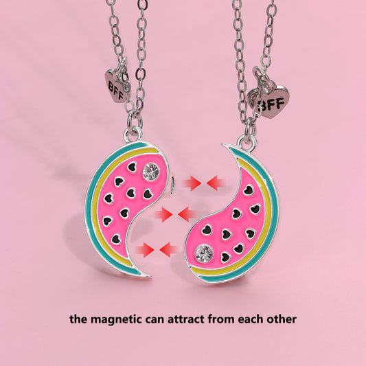 romantic watermelon magnet couple necklace stylish matching jewelry