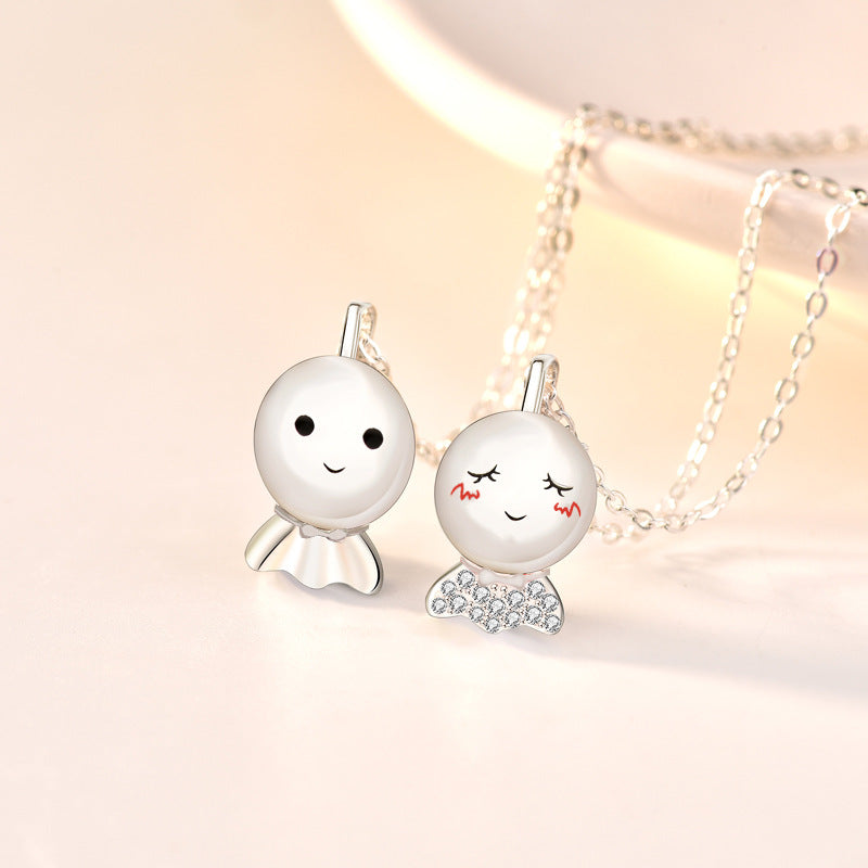 valentines gift sunny doll sterling silver couple necklace jewelry for him and her