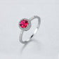 925 Silver Single-Row Diamond Ruby Ring For Women