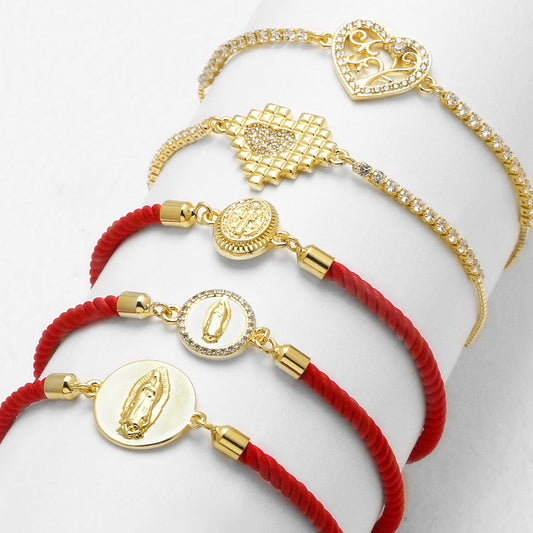 Simple Zircon Inlaid Heart-shaped Peach Heart Bracelet